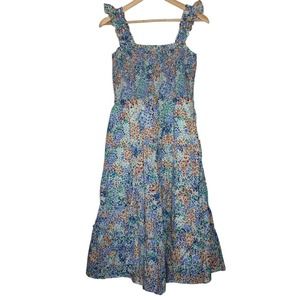 Women's J. Crew Floral Smocked Tiered Midi Dress Summer Dress Women's Size Small
